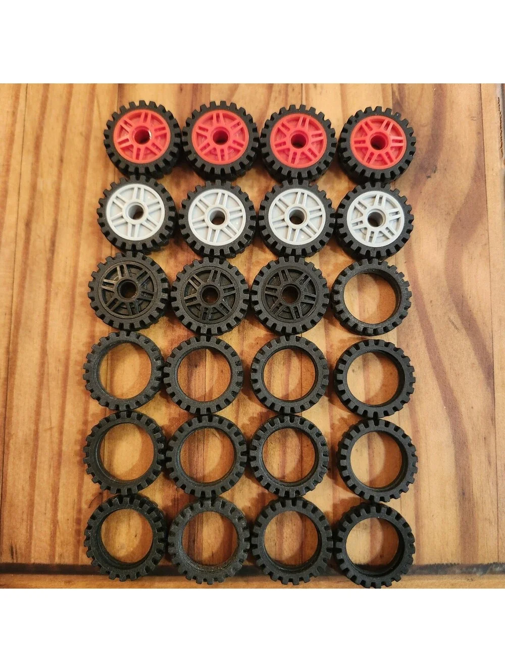 Lego Wheels 24 Tires Offset Center Band 24x7, 11 Rims 18x8 13971 61254 Red Gray